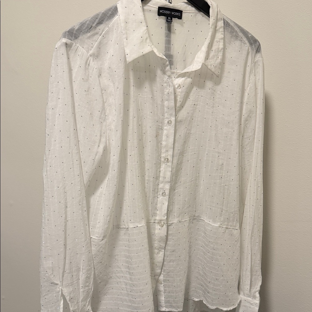 Modern Works Men's White Casual Button Down Shirt